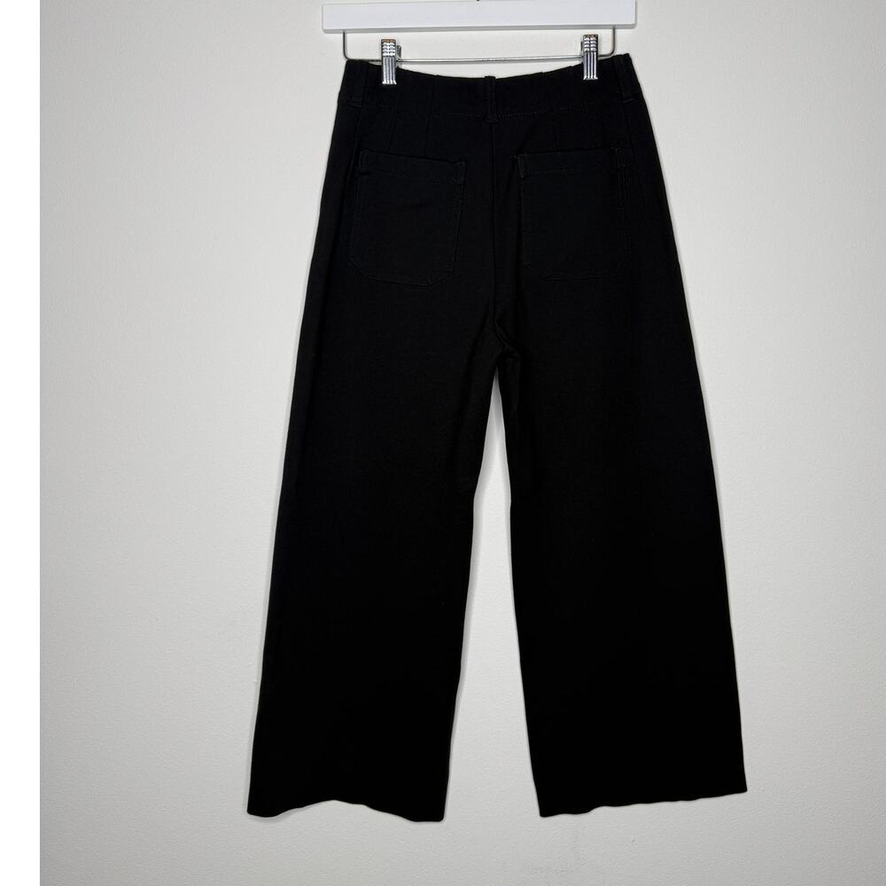 Anthropologie Wide Leg Black Pants | High Waisted Tailored Stretch | Modern Chic - Picture 2 of 6
